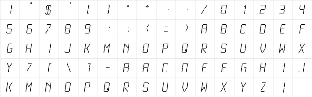 LCDMono2 Light  glyph index