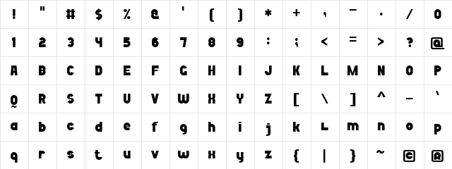 Bold Game Font 7 Regular  glyph index