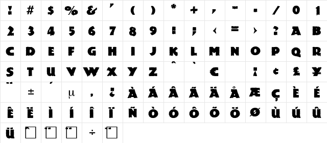 Magazin Regular  glyph index