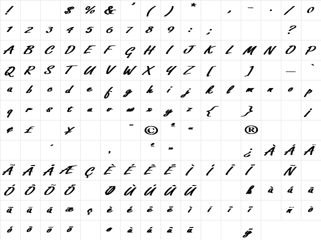 Twilight 2 Bold  glyph index