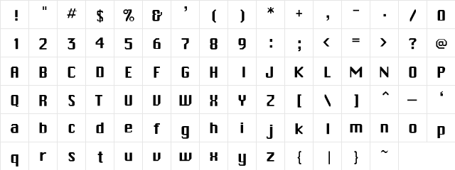 Hickton-Lgiht Regular  glyph index