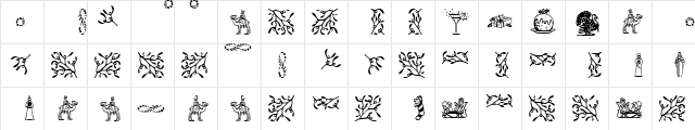 ChristmasMTFour Regular  glyph index