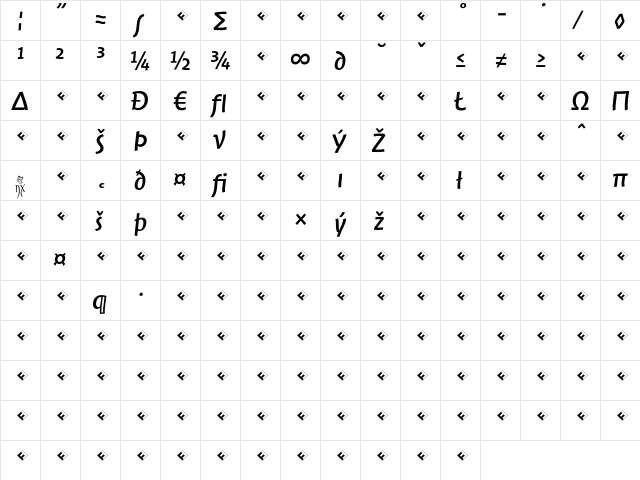JambonoTF-RegularExpert Regular  glyph index