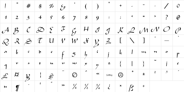 Aladdin Regular  glyph index