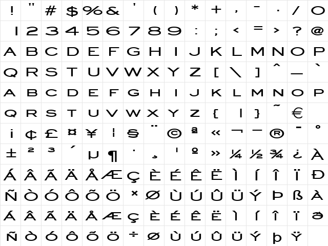 EyeglassExtended Bold  glyph index