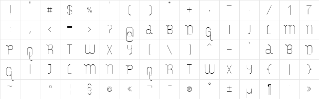 Lemur_Light_DEMO Regular  glyph index