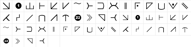 Futurama Alien Alphabet Two Regular  glyph index