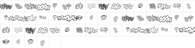 Wild And CrazySFX Medium  glyph index