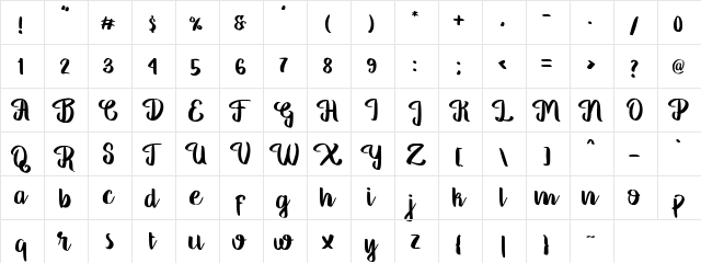 Georgia Script Normal  glyph index