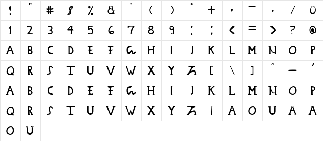 Dacian Donarium Regular  glyph index