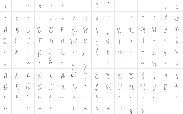 Solidar Monoline Light Regular  glyph index