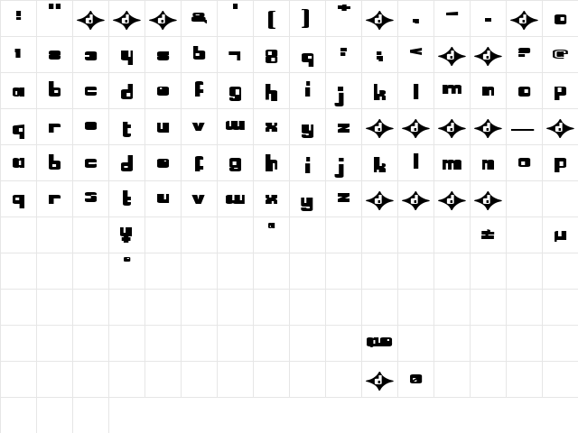 ShaLaLa Regular  glyph index