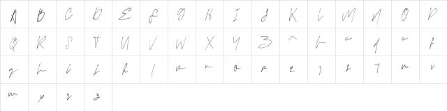 Susan brooks Regular  glyph index