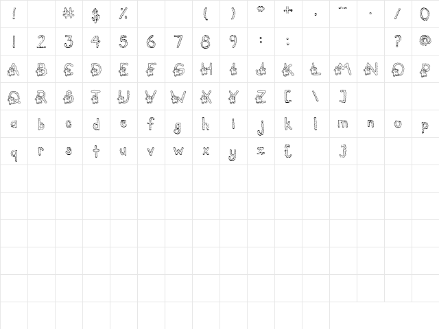 LD Gingerbread Regular  glyph index