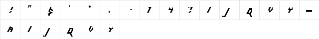 5Zlash Regular  glyph index