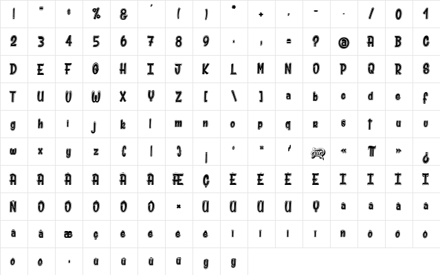 Mr Sunshine Regular  glyph index