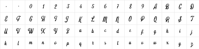 schramberg Regular  glyph index