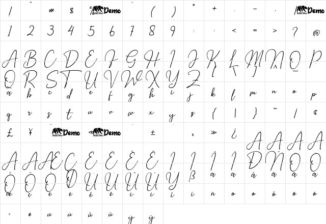 Hardiness Regular  glyph index