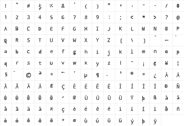 Vulva Typography Regular  glyph index