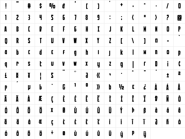 Battleworld Expanded Expanded  glyph index