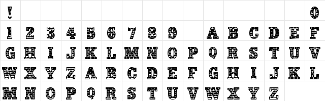 101! Brick Layer Regular  glyph index