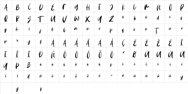 Monday Vibes Regular  glyph index