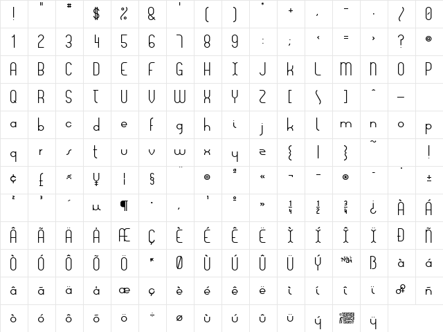Lois Ann Regular  glyph index