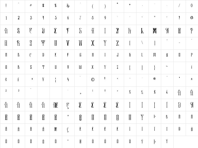 Mr.Venus & Mrs.Mars Regular  glyph index