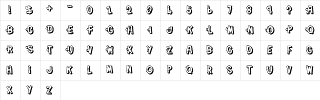Peinture Fraiche Regular  glyph index