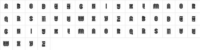 Near Regular  glyph index