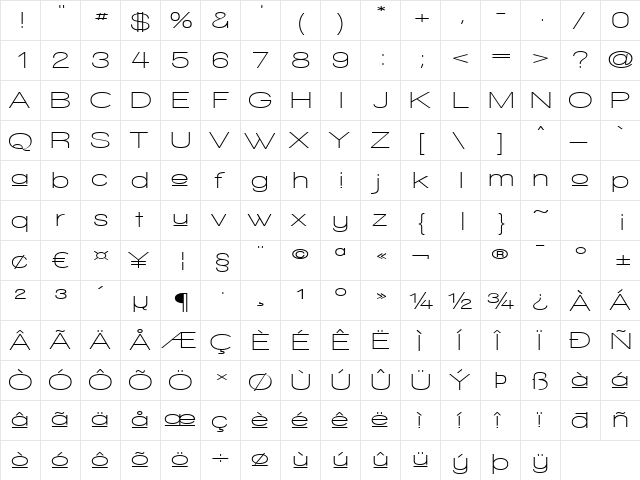 Walkway Upper Expand Semi Regular  glyph index