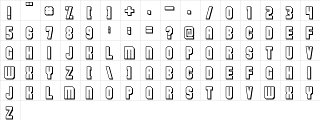 Flashback version 3 Regular  glyph index