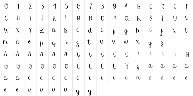 Smally Rose Free Regular  glyph index
