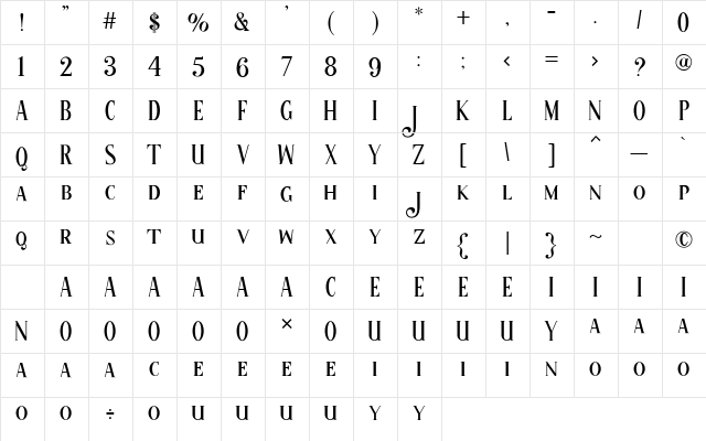 Magic Sparkle Regular  glyph index