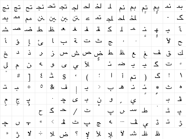 Geezah Regular  glyph index