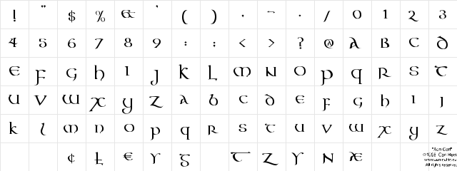 Aon Cari Celtic Regular  glyph index