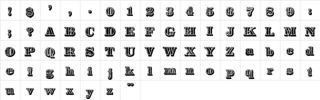 Archive Garfield Regular  glyph index
