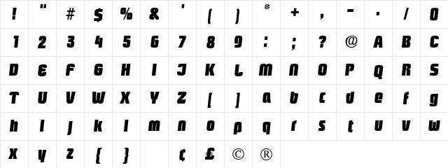 Boozle Display SSi Italic  glyph index