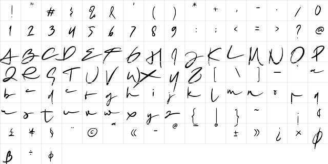 Mrs. Santhi Demo Version Regular  glyph index