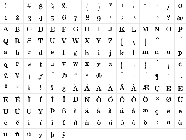 Eames Century Modern Book Regular  glyph index