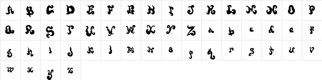 Screwy Melted Wax Regular  glyph index