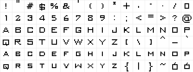 MiniKongo Regular  glyph index