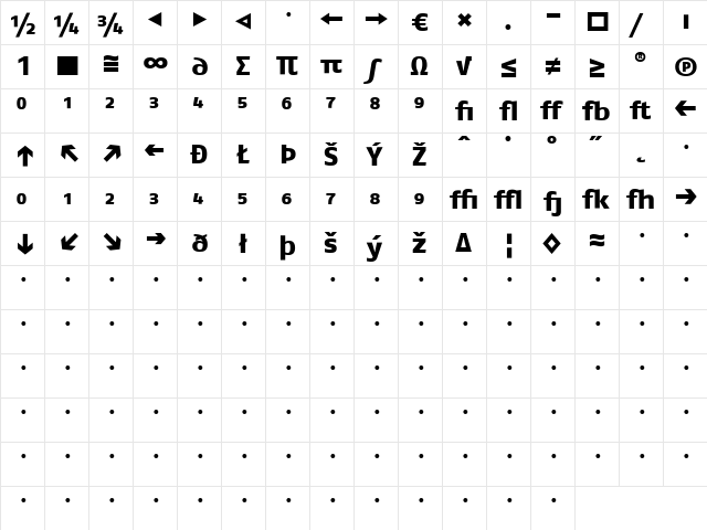 FagoEx Extrabold  glyph index