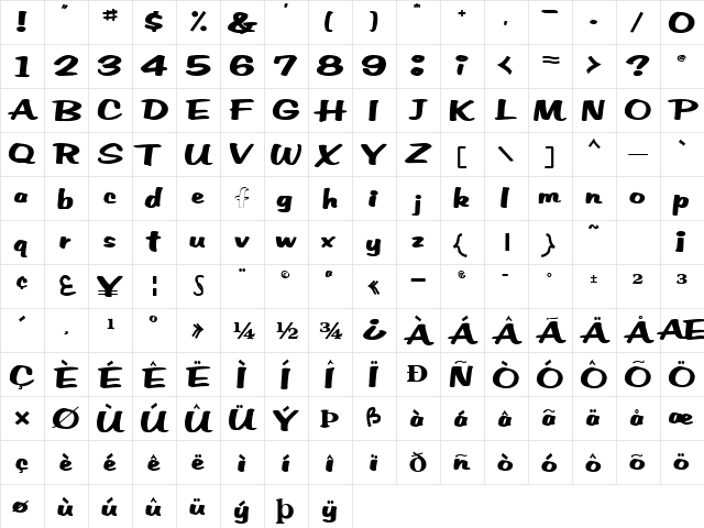 EmPower42 Bold  glyph index