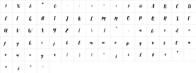 Aldine Regular  glyph index