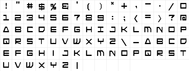 Android Nation Regular  glyph index