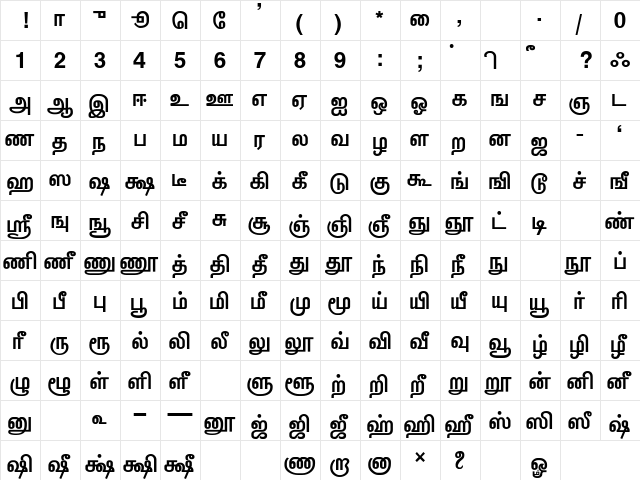 TBoomiS Bold  glyph index
