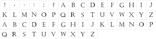 Carmens Regular  glyph index
