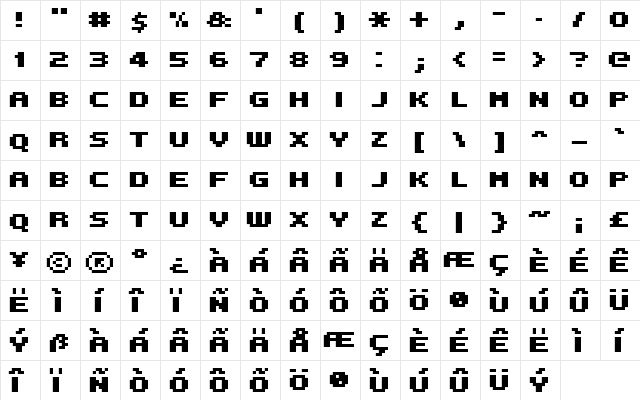 FFF Intelligent Condensed Regular  glyph index