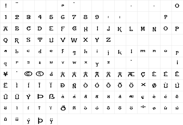 FZ JAZZY 21 EX Normal  glyph index